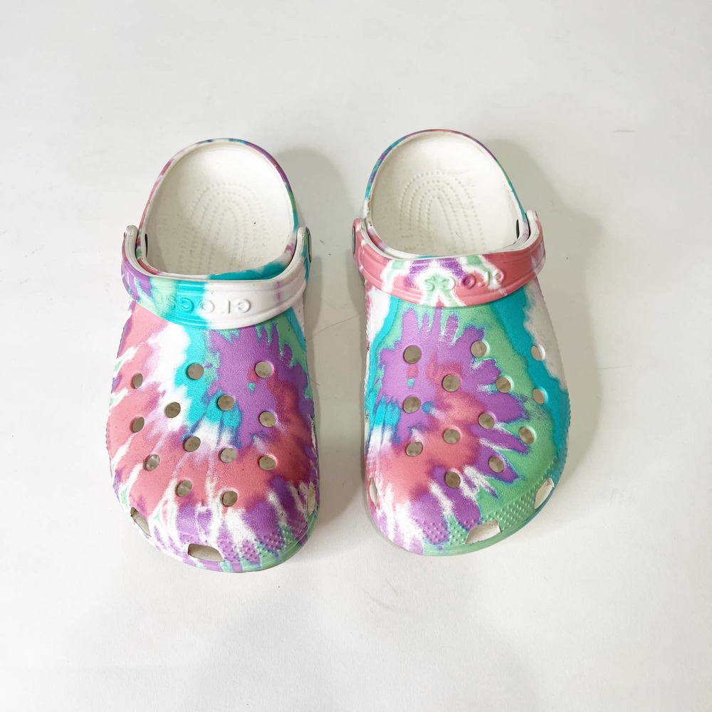 Crocs white pink purple blue multicolored tie dye Mens 7 Womens 9 - Picture 6 of 6
